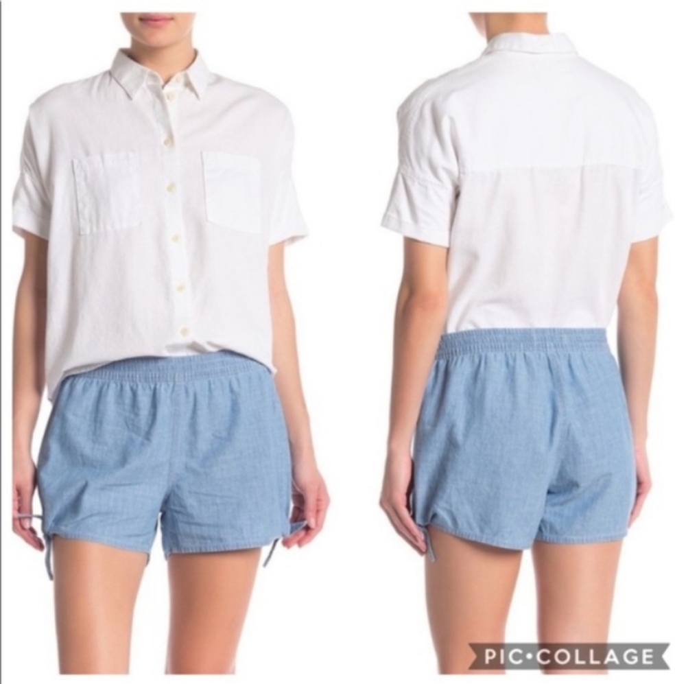 LIKE NEW: MADEWELL; BLUE CHAMBRAY TIE SHORTS!
